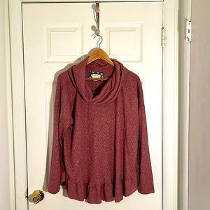 Anthro brand Maeve Dusty Rose Cowl neck sweater